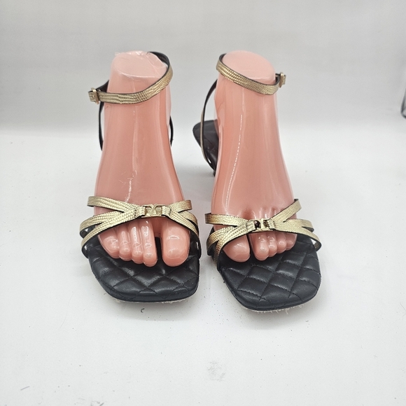 L'AGENCE Genette Ankle Strap Kitten Heel Sandal Gold Metallic Size 9 MSRP $345 - Picture 3 of 14